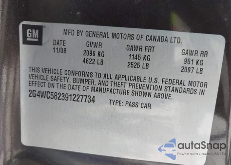 2009 Buick Lacrosse Cx из США, поврежденный, VIN 2G4WC582391227734